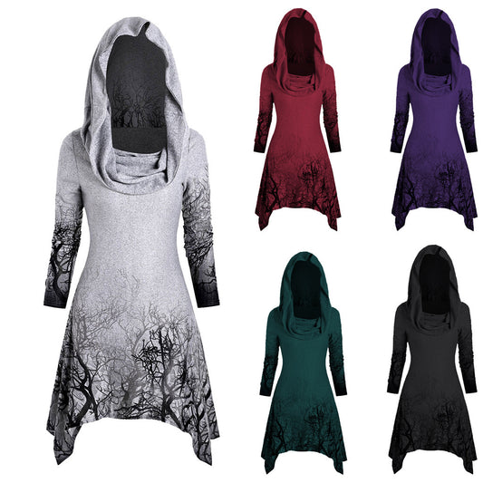 Robe à capuche pour femmes avec design graphique d'arbre Chic und Stil