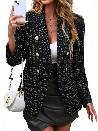 Blazer en tweed pour femmes avec double rangée de boutons Chic und Stil