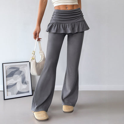 Women's leisure trousers with a frill belt and wide leg Chic and Style