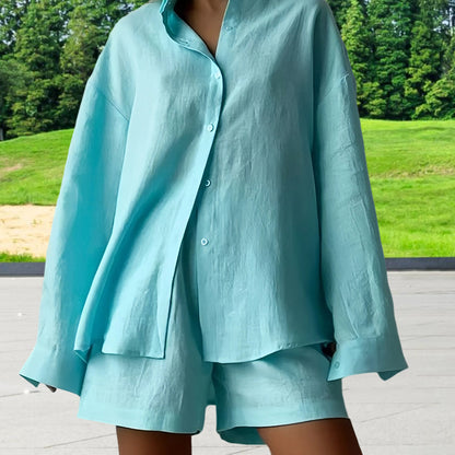 Robe chemise oversize pour femmes avec manches longues et coupe asymétrique Chic und Stil