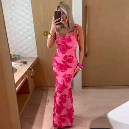 Robe maxi femme avec motif floral en dentelle et bretelles réglables Chic und Stil