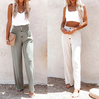 Wide leg palazzo pants for women with elastic waistband Chic and Style