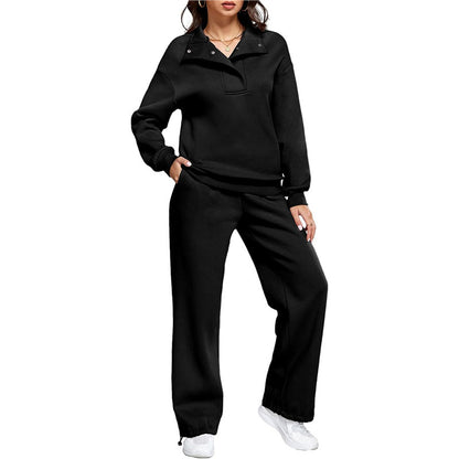 Women Comfortable Loungewear Set with High Neck and Wide Leg Pants Chic and Style