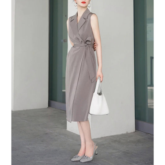 Robe midi enveloppante sans manches pour femmes Chic und Stil
