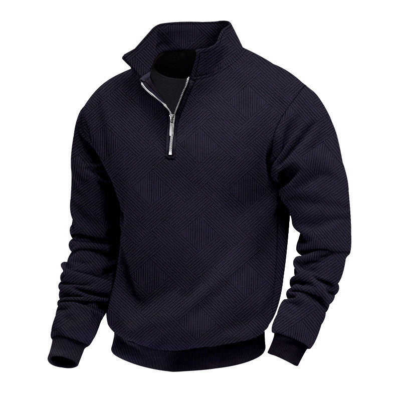 Fleece pullover for men with a high collar and an innovative structured design Chic und Stil