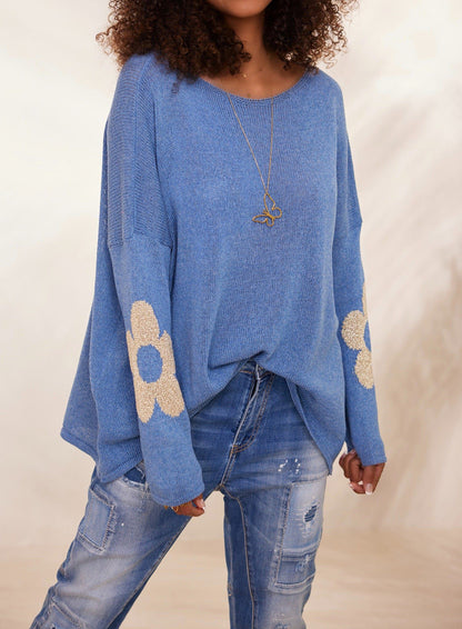 Pull-over pour femmes en tricot épais avec un design floral et une coupe ample Chic und Stil