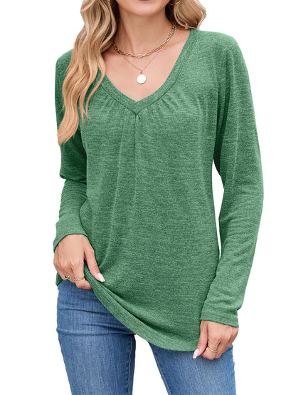 Chemise à manches longues pour femmes avec un décolleté en V raffiné et des plis Chic und Stil