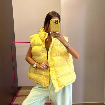 Dames gilet matelassé avec col tendance et poches pratiques Chic und Stil