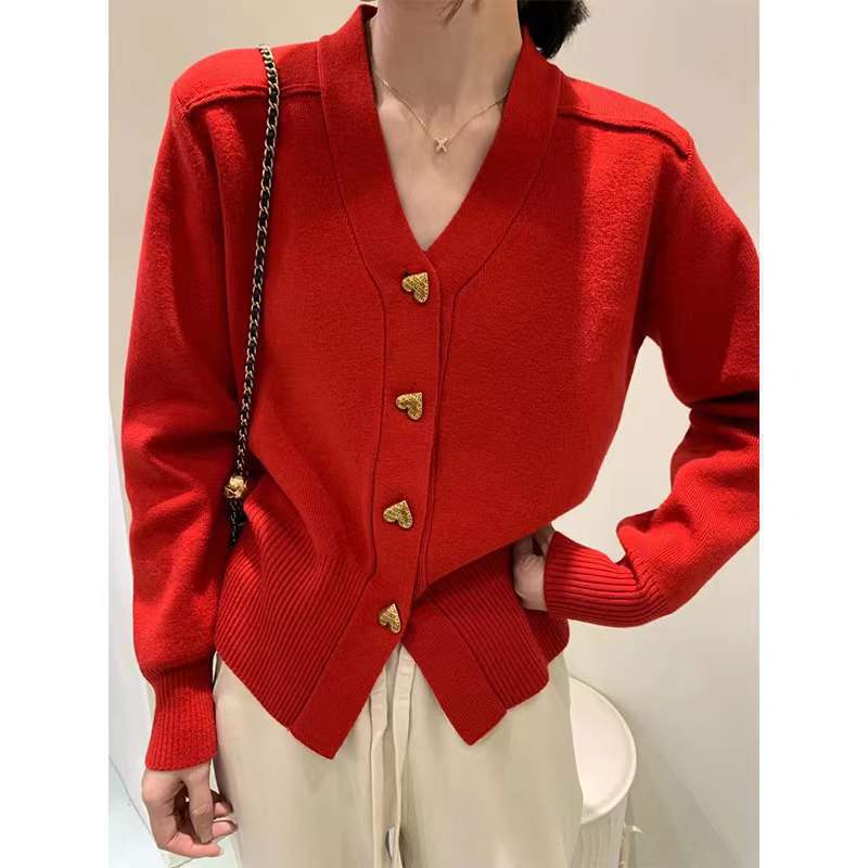 Dames Élégant Gilet en tricot avec détails de boutons décoratifs et décolleté en V Chic und Stil
