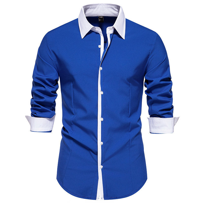 Chemise à manches longues pour hommes avec col contrasté et patte de boutonnage tendance Chic und Stil