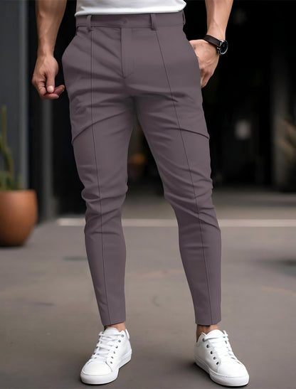 Pantalon chino slim-fit à la mode pour hommes avec taille élastique et poches polyvalentes Chic und Stil