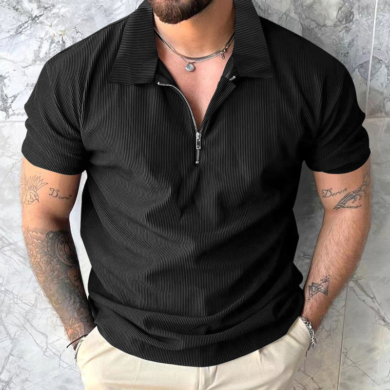 T-shirt polo pour hommes avec fermeture éclair moderne et design structuré Chic und Stil