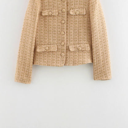 Dames élégante veste en boucle avec boutons dorés et poches appliquées Chic und Stil