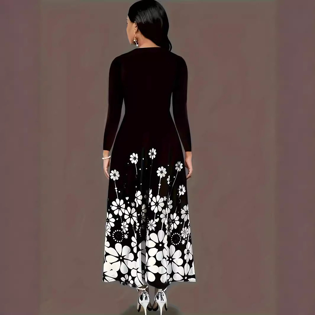 Robe maxi femme avec design floral et poches latérales pratiques Chic und Stil