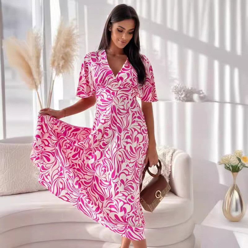Dames Robe Maxi Wrap Fluide Chic und Stil
