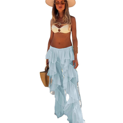 Women Airy Palazzo Pants with Ruffle Details Chic and Style