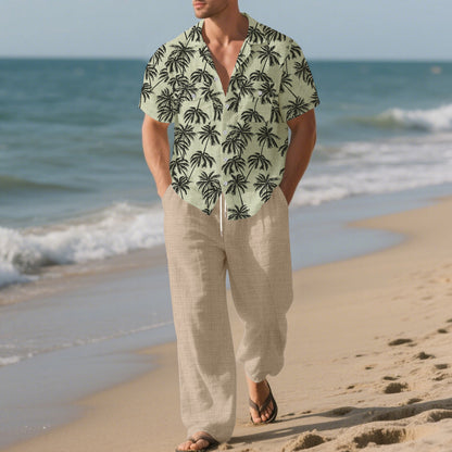 Casual men's outfit with tropical print and comfortable pants Chic and Style