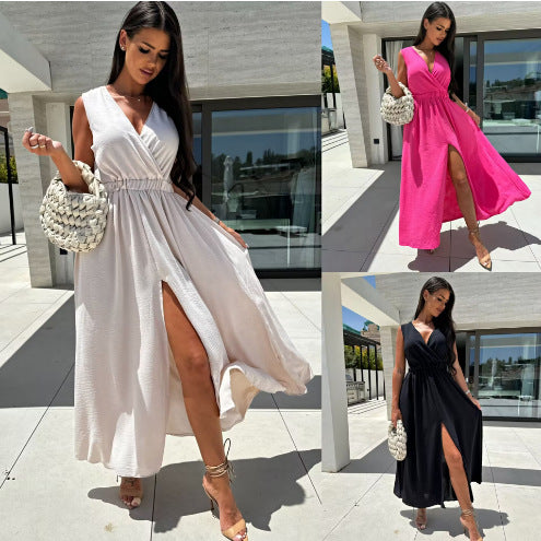 Robe maxi élégante pour femmes avec fente avant Chic und Stil