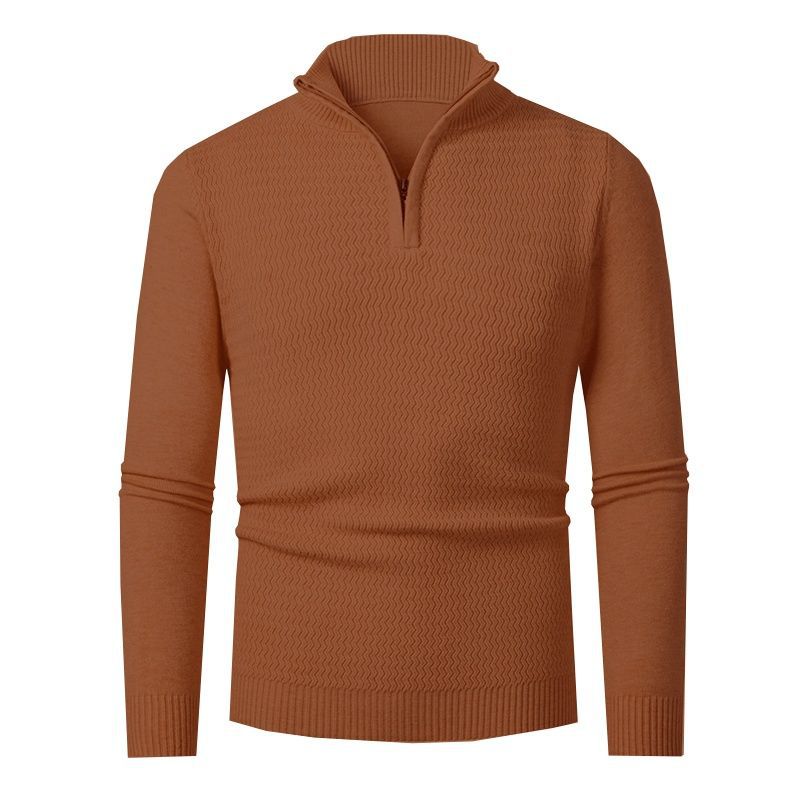 Pull en tricot élégant pour hommes avec zip et design de vagues texturé Chic und Stil