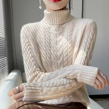 Pull en tricot haut à col montant pour femmes avec motif en relief et matériau doux Chic und Stil