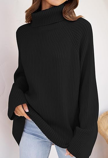Dames pull en cachemire à maille fine avec col haut et coupe ample Chic und Stil