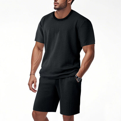Ensemble décontracté à manches courtes pour femmes avec haut texturé et shorts Chic und Stil