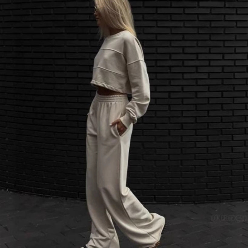 Chic and Style women's trendy crop top set and wide jogger pants