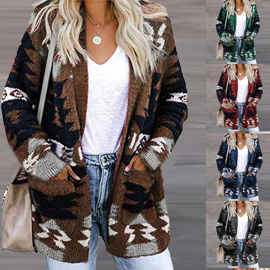 Dames cardigan élégant avec motif asymétrique et poches plaquées Chic und Stil