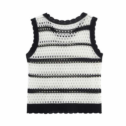 Dames gilet aéré avec motif rayé tendance Chic und Stil