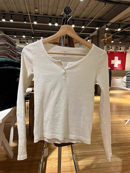 Chemise Henley à manches longues pour femmes en mélange de coton doux Chic & Stil