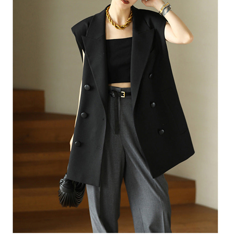 Blazer sans manches oversize croisé pour femmes Chic und Stil
