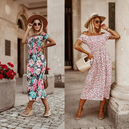 Robe maxi florale pour femmes avec bretelles réglables Chic und Stil