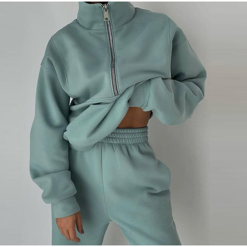 Pull over zippé décontracté pour femmes avec col montant Chic und Stil