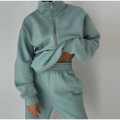 Pull over zippé décontracté pour femmes avec col montant Chic und Stil
