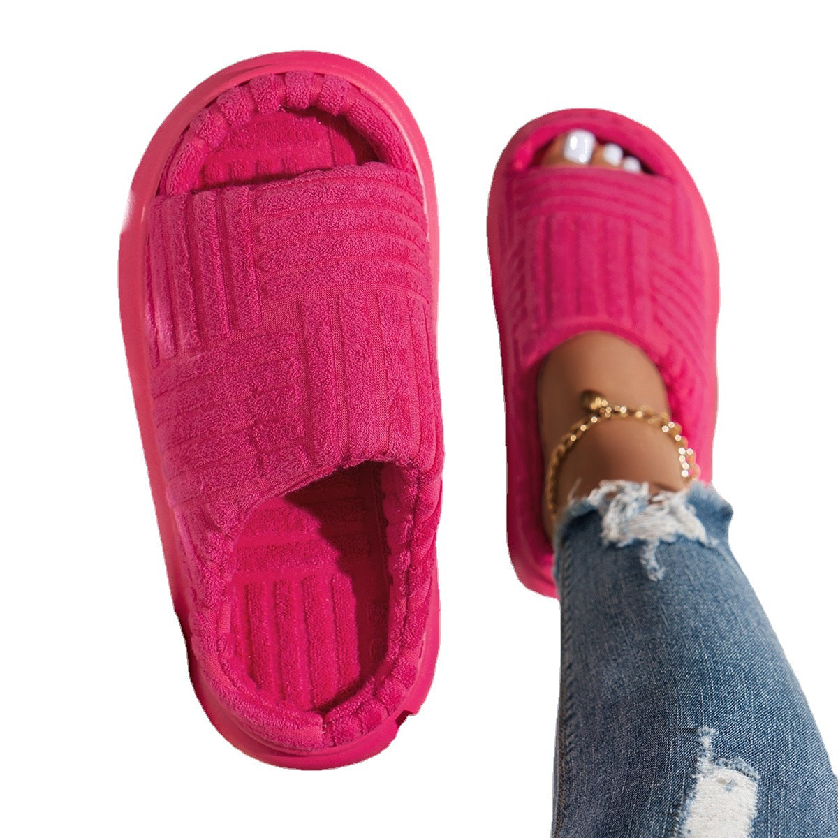 Dames chaussons moelleux avec semelle antidérapante et semelle intérieure rembourrée douce Chic und Stil