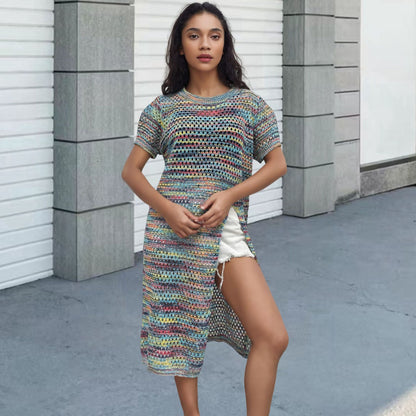 Airy knitted dress for women with asymmetrical hem Chic und Stil