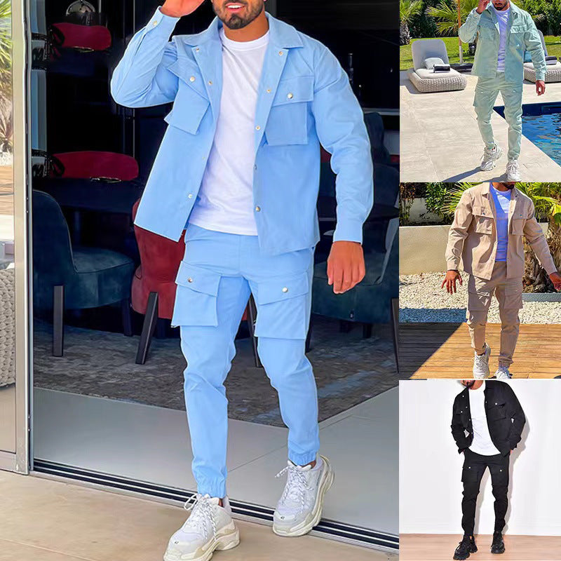 Veste Cargo tendance pour hommes avec pantalon assorti dans le style décontracté Chic und Stil