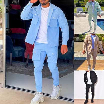 Veste Cargo tendance pour hommes avec pantalon assorti dans le style décontracté Chic und Stil