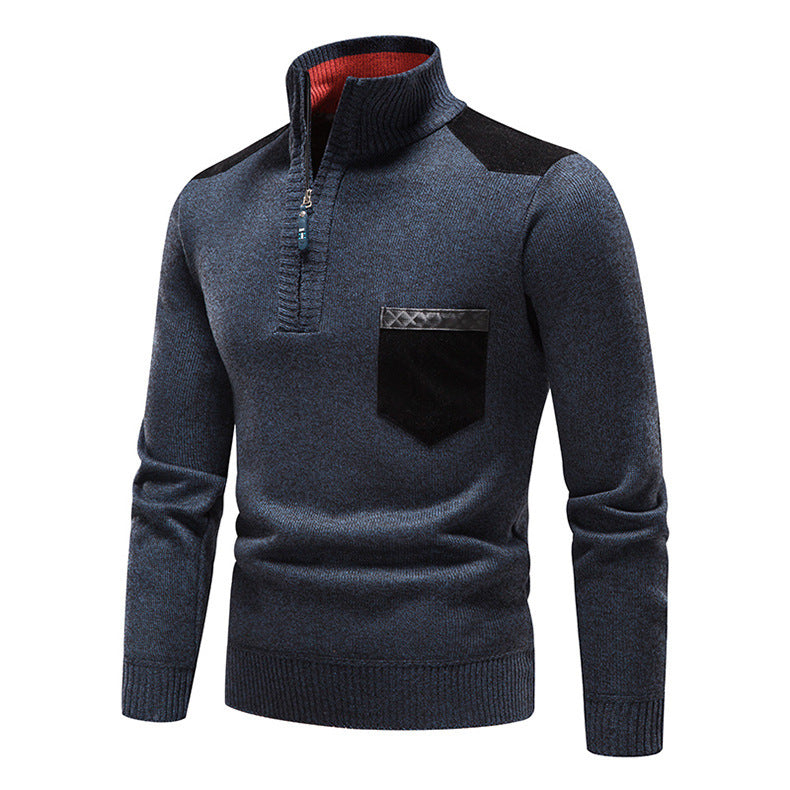 Pull en tricot de haute qualité pour homme avec fermeture éclair moderne et poche poitrine pratique Chic und Stil
