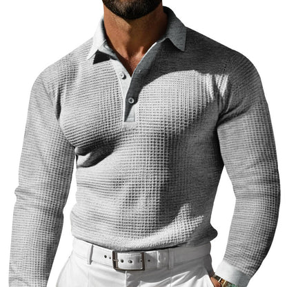 Chemise polo à manches longues pour hommes en tissu texturé Chic und Stil