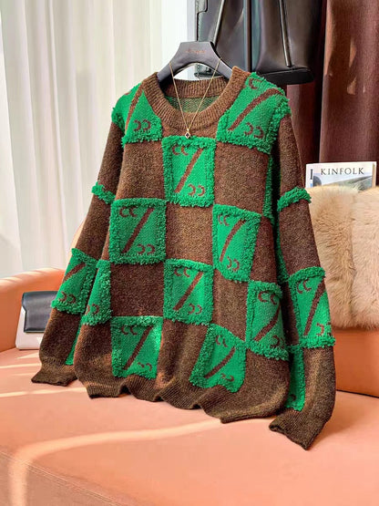 Femmes Grand Pull Oversized avec Design Graphique Chic und Stil