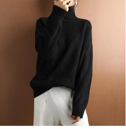 Pull oversized pour femmes avec col montant et design structuré Chic und Stil