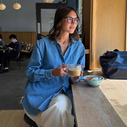 Chemisier en denim décontracté pour femmes avec poches pratiques Chic und Stil