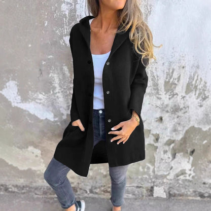 Dames Cardigan long tendance avec capuche et poches pratiques Chic und Stil