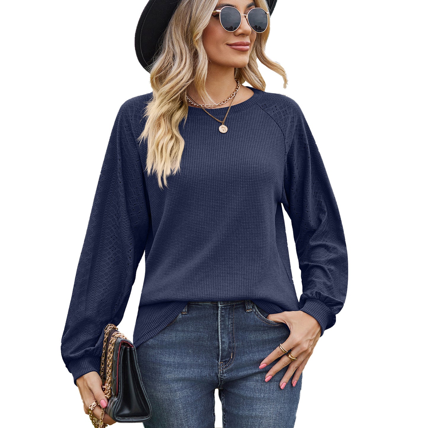 Pull décontracté pour femmes avec des détails en tricot à la mode Chic und Stil