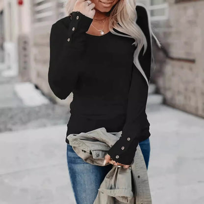 Chemisier à manches longues pour femmes avec des détails de bouton élégants Chic und Stil