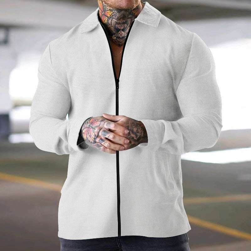 Chemise à manches longues pour hommes avec fermeture éclair et matériau structuré Chic und Stil