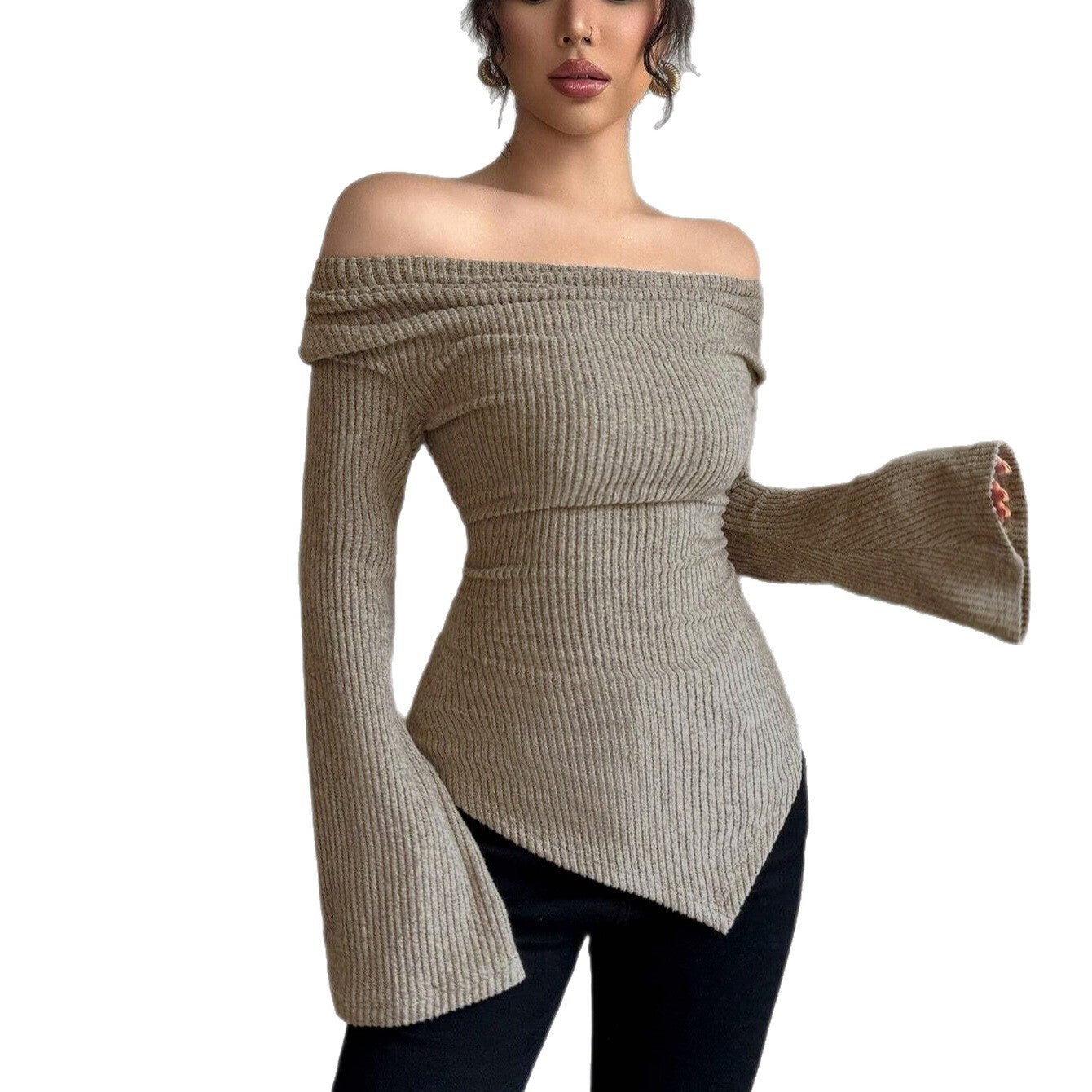 Chemise à manches longues pour femmes avec structure côtelée et manches larges Chic und Stil