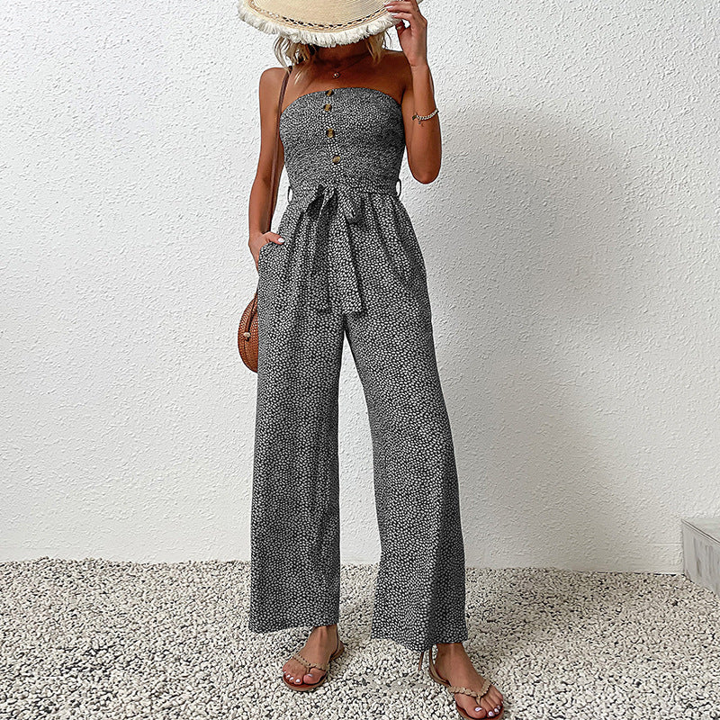 combinaison sans manche pour femmes à jambes larges avec détails de boutons Chic und Stil