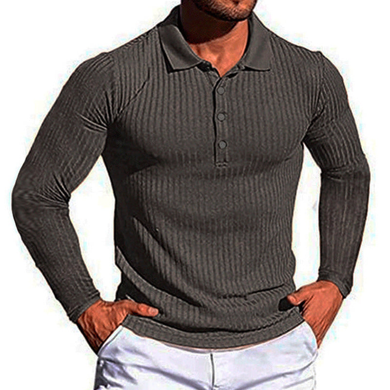 Chemise polo longue à manches élégantes pour homme au design texturé Chic und Stil
